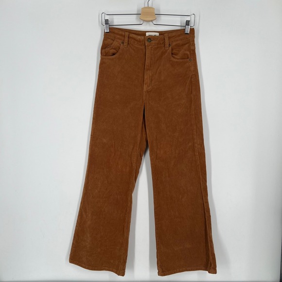 Rolla's Eastcoast Crop Flare Corduroy Pants Brown High Rise Women's 28 Retro - Picture 10 of 10
